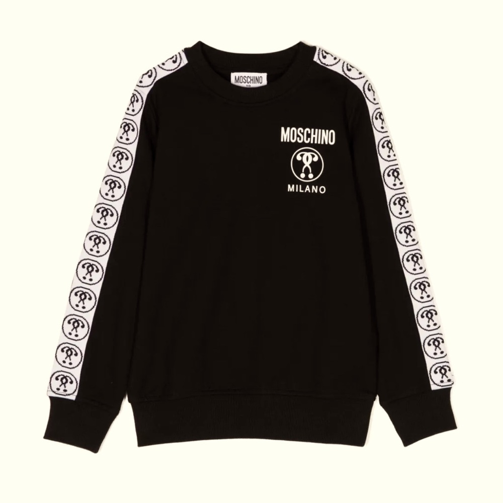 Moschino Kids Black and White Logo size 5 Double Question-Mark cotton sweatshirt